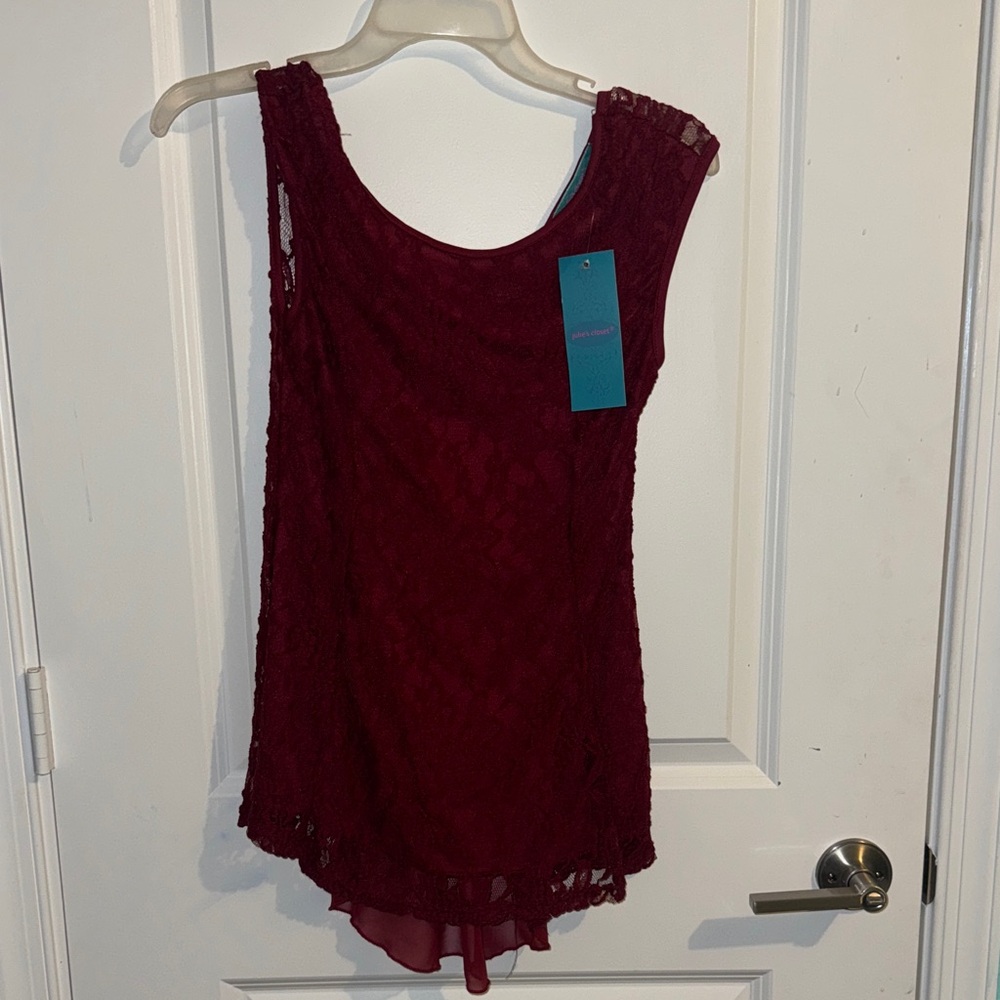 Julie's Closet Deep Red Lace Top